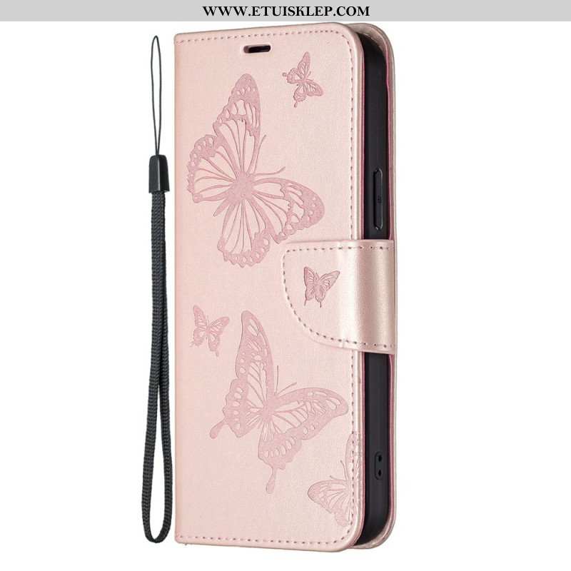 Etui Folio do Xiaomi 13 Pro z Łańcuch Paski Z Nadrukiem Motyli